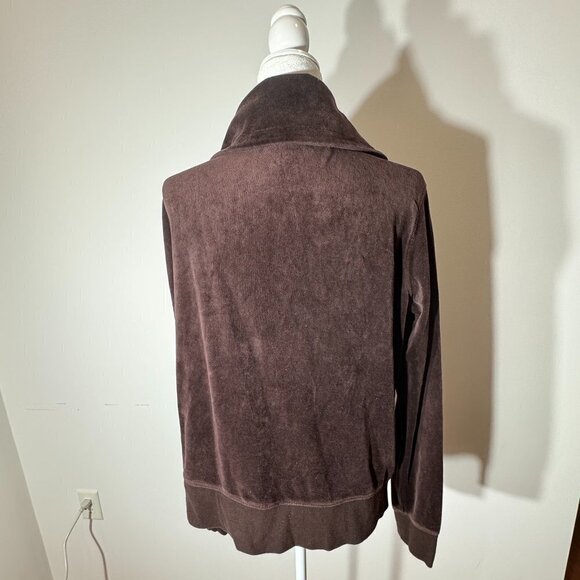 Women's Calvin Klein Brown Velour Zip Jacket - Size XL - Picture 3 of 8